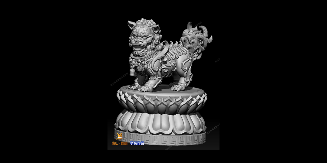 石狮子圆雕设计作品